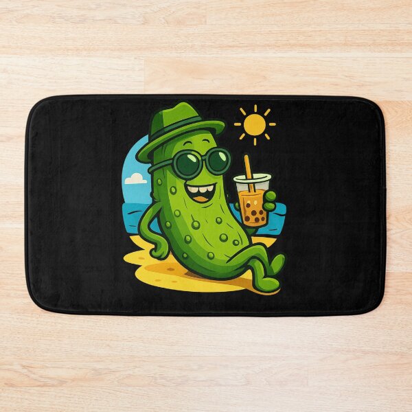 Item preview, Funny Summer Pickle Drinking Boba Tea Cute Beach Vacation Kawaii Pickle Lover Gift designed and sold by Basma Designs | Retro, Kawaii Shirts & Stickers.