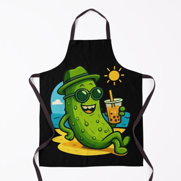Item preview, Funny Summer Pickle Drinking Boba Tea Cute Beach Vacation Kawaii Pickle Lover Gift designed and sold by Basma Designs | Retro, Kawaii Shirts & Stickers.