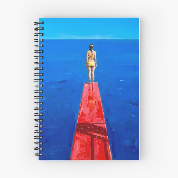 Item preview, Woman on Red Dock – Modern Mediterranean Coastal Wall Art. By Carraann designed and sold by CARRAANN.