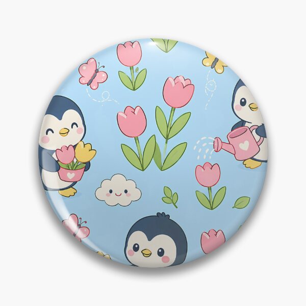 Item preview, Penguin Tulip Garden Kawaii Pattern designed and sold by Soft Berry Studio.