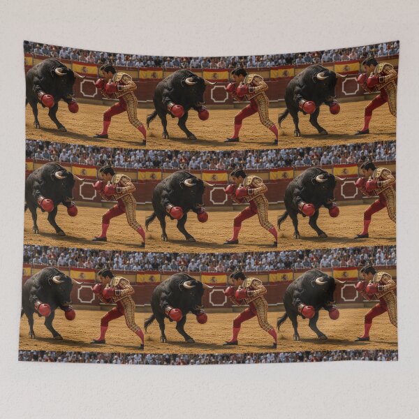 Item preview, Funny Bull Boxing Match Matador Sports Humor Design designed and sold by Hornace88studio.