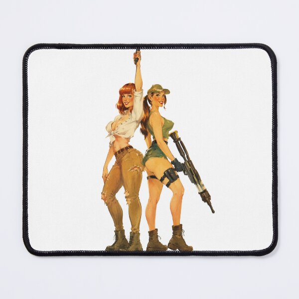 Item preview, Safari Adventure Pin-Up Duo | Vintage Retro Explorer Girls Illustration designed and sold by Cosplayvintage.