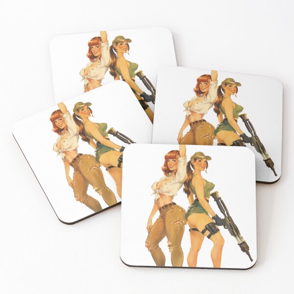 Item preview, Safari Adventure Pin-Up Duo | Vintage Retro Explorer Girls Illustration designed and sold by Cosplayvintage.
