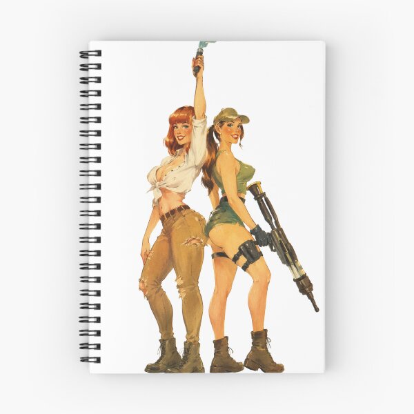 Item preview, Safari Adventure Pin-Up Duo | Vintage Retro Explorer Girls Illustration designed and sold by Cosplayvintage.