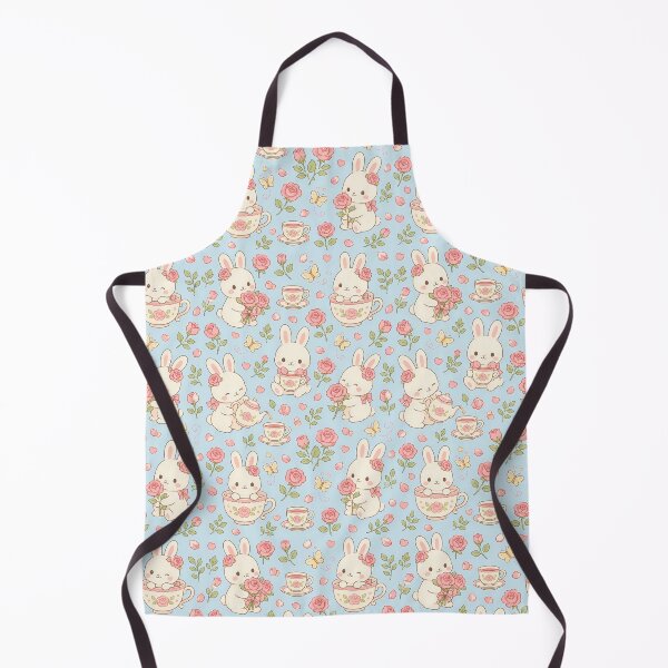 Item preview, Bunny Rose Tea Garden Kawaii Pattern designed and sold by Soft Berry Studio.
