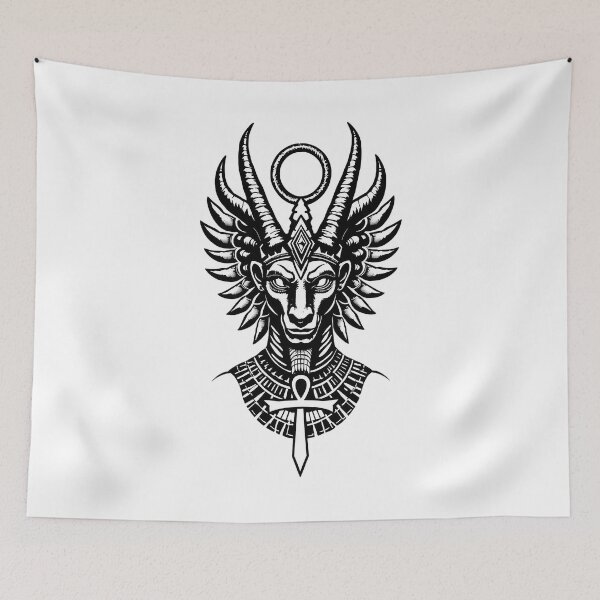Item preview, Horned Ankh Deity – Dark Egyptian Mystic Design designed and sold by Mysterium AI.
