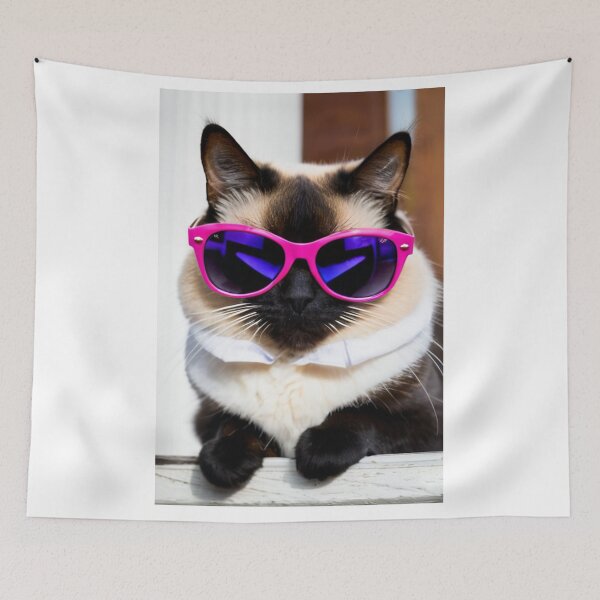 Item preview, Animals - Bicolor Cat in Neon Pink Sunglasses, Kitsch Internet Meme Aesthetic designed and sold by World-Pets.