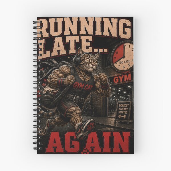 Item preview, Running Late Again Funny Gym Cat Vintage Fitness Muscle Tee Gift designed and sold by Digistore1221.