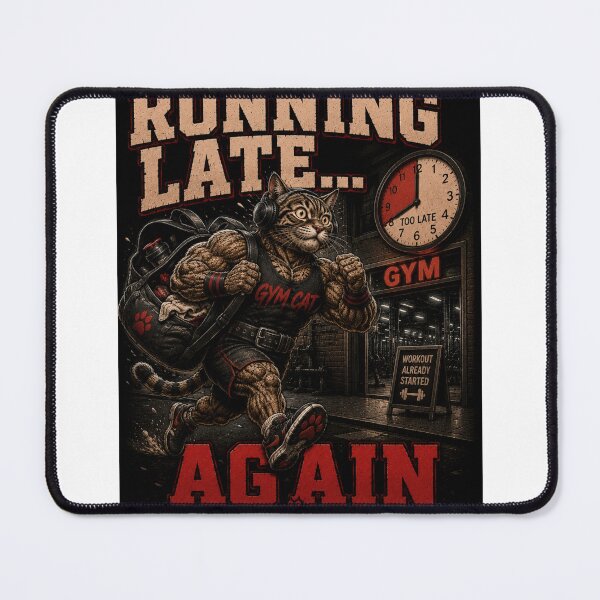 Item preview, Running Late Again Funny Gym Cat Vintage Fitness Muscle Tee Gift designed and sold by Digistore1221.