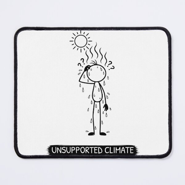 Item preview, Funny Hot Weather T-Shirt | Unsupported Climate | Summer Humour | Minimalist Stick Figure designed and sold by Pebl-Co.