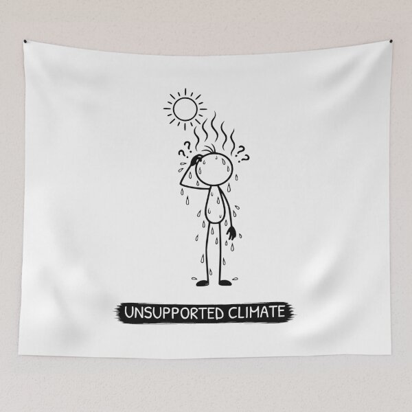 Item preview, Funny Hot Weather T-Shirt | Unsupported Climate | Summer Humour | Minimalist Stick Figure designed and sold by Pebl-Co.