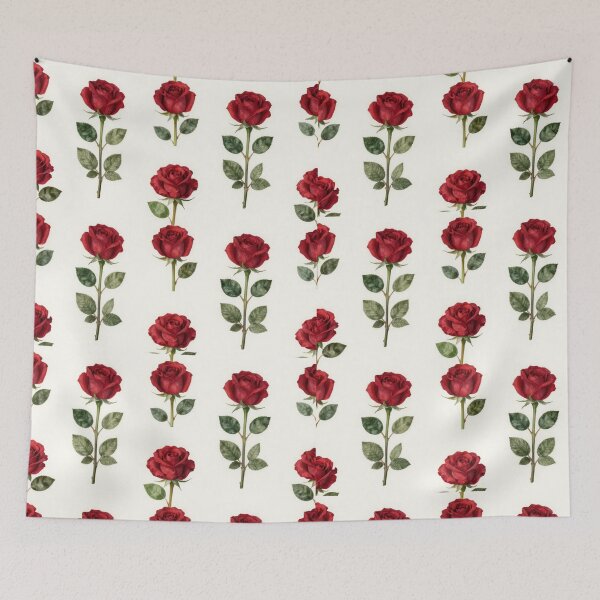 Item preview, Classic Red Rose Seamless Pattern on Ivory Background designed and sold by Joyfulfabric.