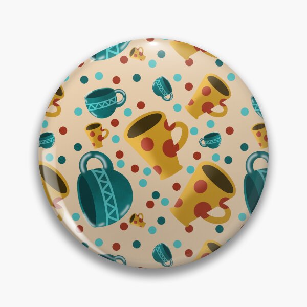 Item preview, Retro Teal & Yellow Mugs seamless pattern/ Cosy Kitchen Art designed and sold by RuwaDesignArt.