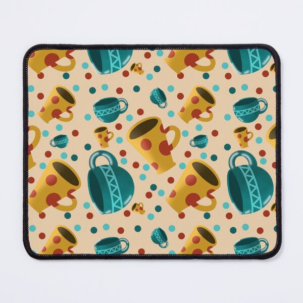 Item preview, Retro Teal & Yellow Mugs seamless pattern/ Cosy Kitchen Art designed and sold by RuwaDesignArt.