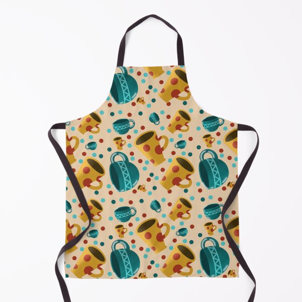 Item preview, Retro Teal & Yellow Mugs seamless pattern/ Cosy Kitchen Art designed and sold by RuwaDesignArt.