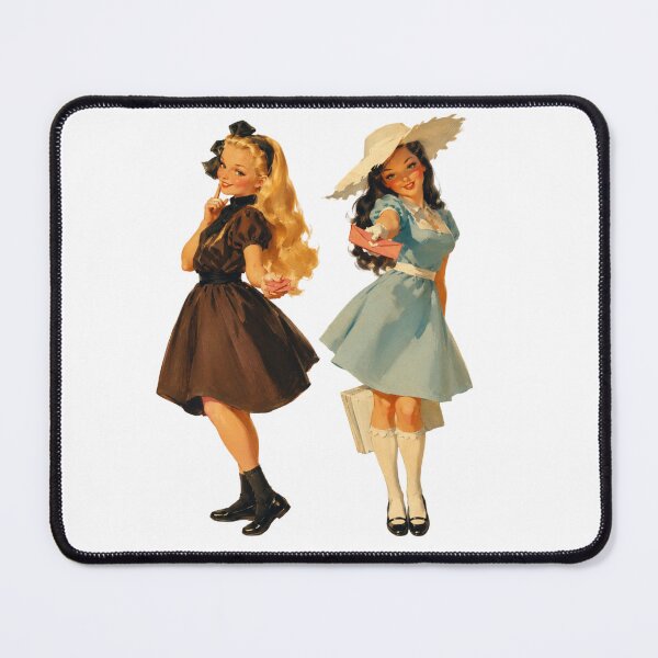 Item preview, Vintage Pen Pal Pin-Up Duo | Original Retro Letter Girls Illustration designed and sold by Cosplayvintage.