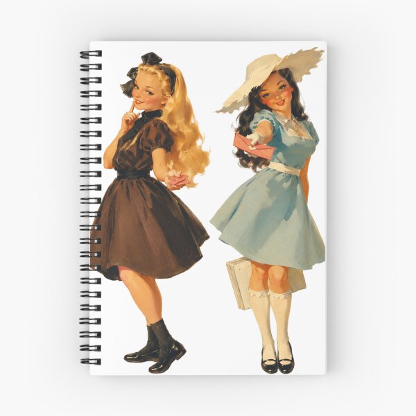 Item preview, Vintage Pen Pal Pin-Up Duo | Original Retro Letter Girls Illustration designed and sold by Cosplayvintage.