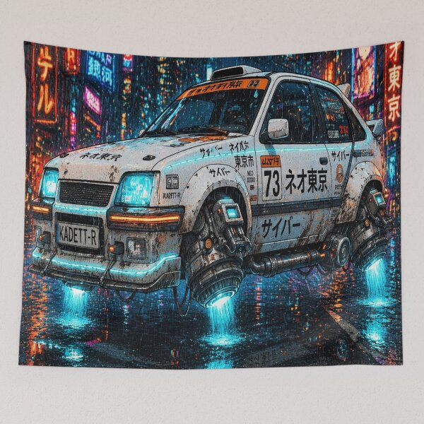 Item preview, Coche retro cyberpunk Kadett blanco designed and sold by JMAVILA ART.