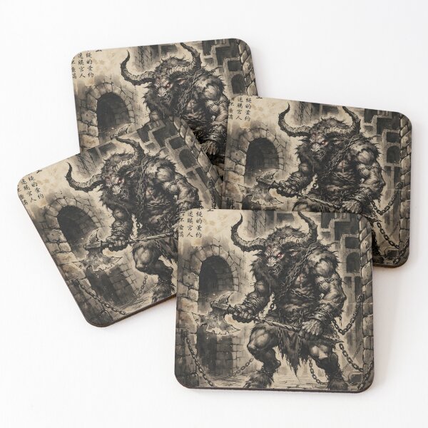 Item preview, The Minotaur of the Labyrinth Sumi-e Ink Wash  designed and sold by DuckOddity.