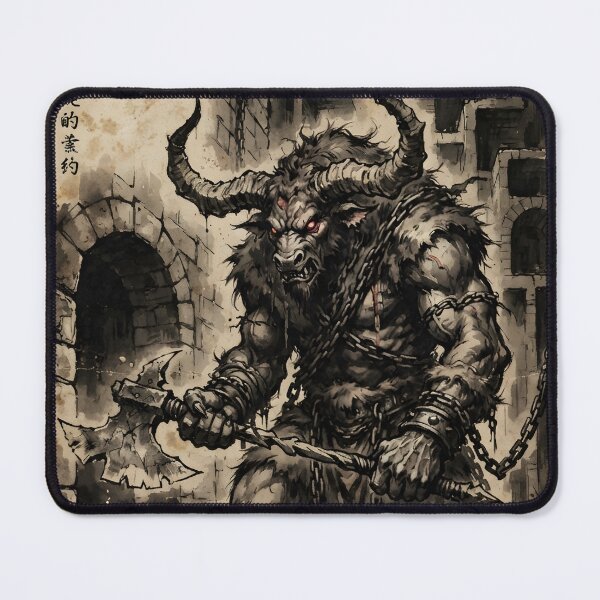 Item preview, The Minotaur of the Labyrinth Sumi-e Ink Wash  designed and sold by DuckOddity.