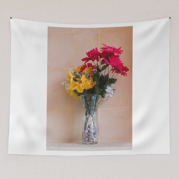 Item preview, Glass Vase Bouquet Of Colorful Artificial Flowers On Stone Shelf For Home Decor designed and sold by Nmallia.