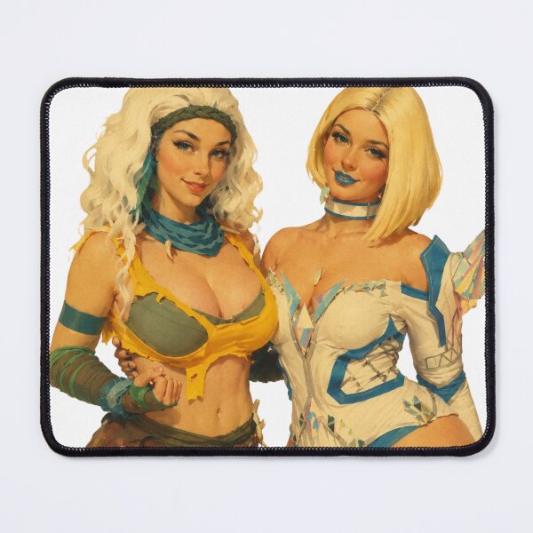 Item preview, Fantasy Heroine Duo Pin-Up | Original Retro Cosplay Inspired by Comic Legends designed and sold by Cosplayvintage.