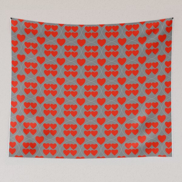 Item preview, Romantic Red Hearts Seamless Pattern on Gray designed and sold by VOYID ART STUDIO.