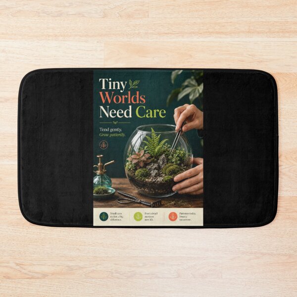 Item preview, Tiny Worlds Need Care – Terrarium Gardening Poster  designed and sold by Sketchlegacy.