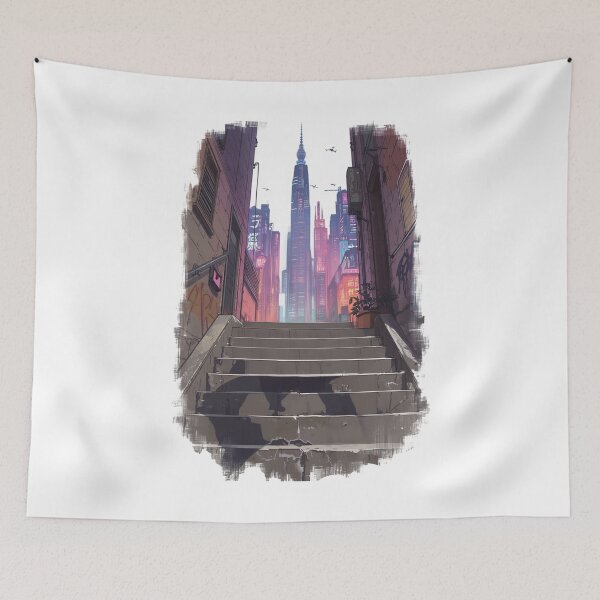 Item preview, Cyberpunk Street With No Girl Neo Tokyo Painterly Manga Art designed and sold by The Fine Print by BassAddict.