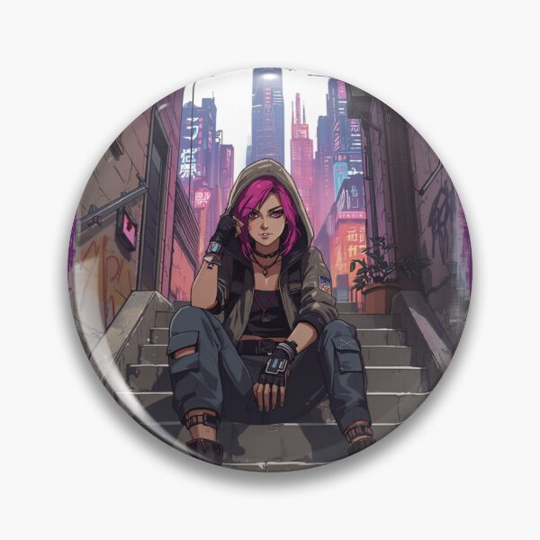 Item preview, Cyberpunk Street Girl Neo Tokyo Neon Painterly Manga Art designed and sold by The Fine Print by BassAddict.