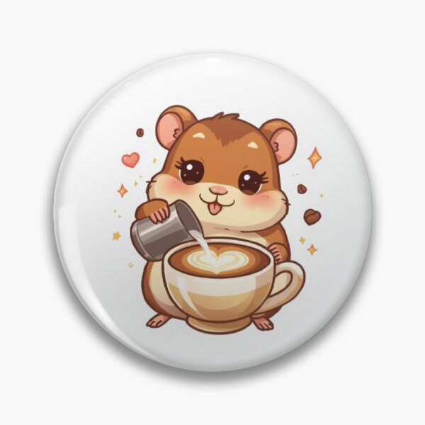 Item preview, Kawaii Hamster Barista | Adorable Latte Art Coffee Sticker designed and sold by Stylestickers55.