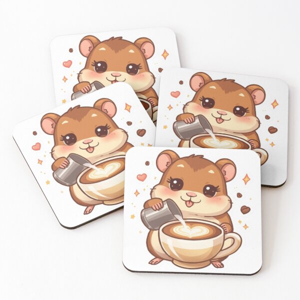 Item preview, Kawaii Hamster Barista | Adorable Latte Art Coffee Sticker designed and sold by Stylestickers55.