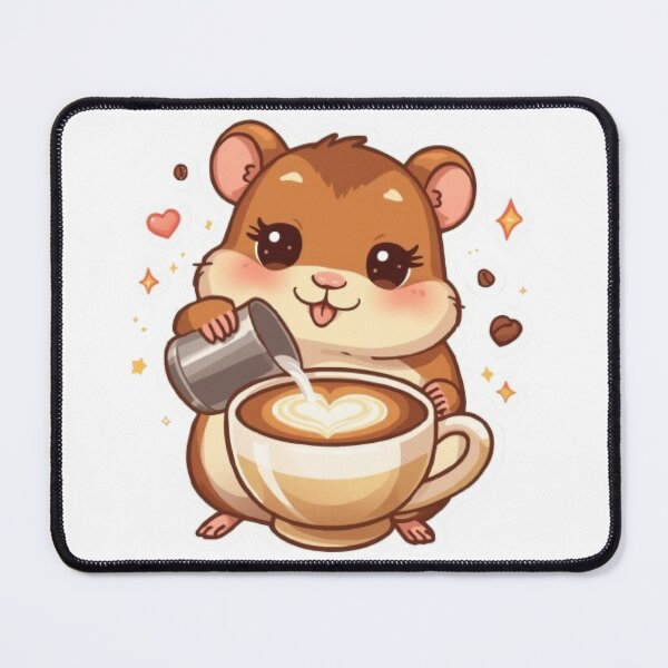 Item preview, Kawaii Hamster Barista | Adorable Latte Art Coffee Sticker designed and sold by Stylestickers55.