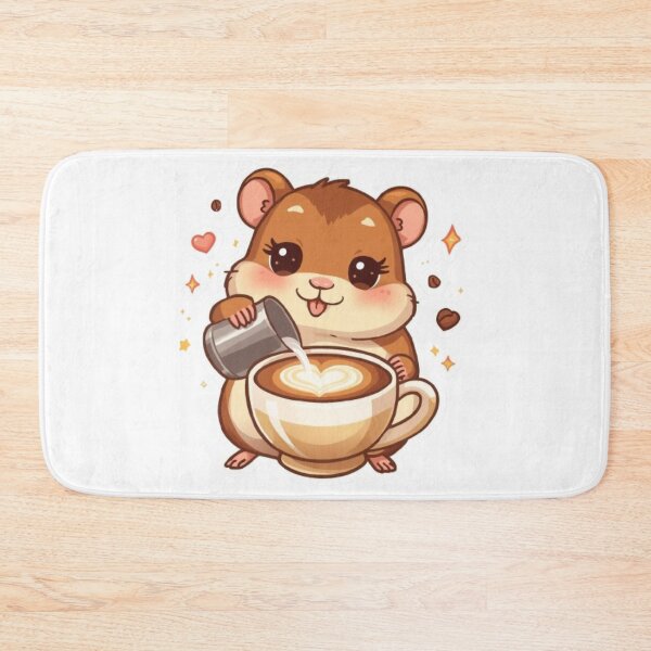 Item preview, Kawaii Hamster Barista | Adorable Latte Art Coffee Sticker designed and sold by Stylestickers55.
