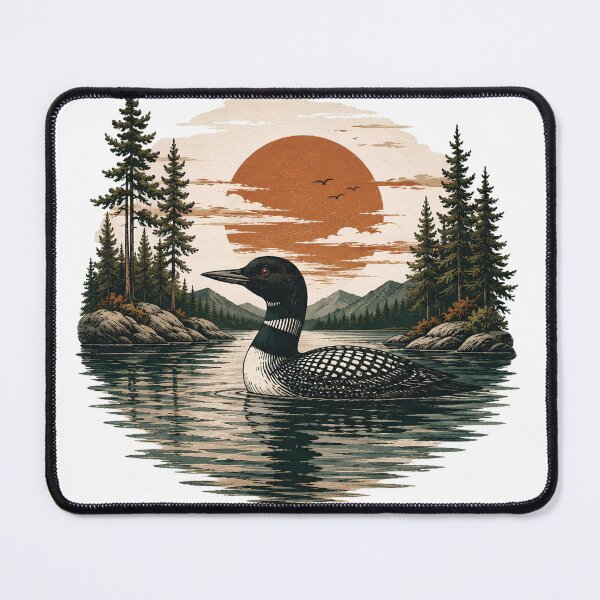 Item preview, Vintage Loon Lake Nature Retro Wildlife Bird Graphic Forest Lake Landscape Outdoor  designed and sold by VGAfanatic.