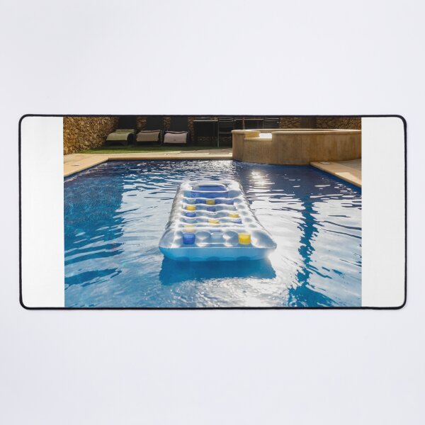 Item preview, Clear Inflatable Pool Float With Yellow And Blue Cup Holders Floating On Bright Blue Water designed and sold by Nmallia.
