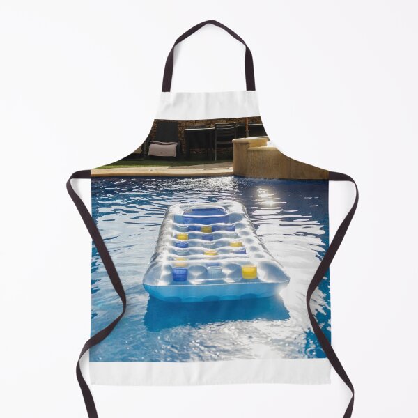 Item preview, Clear Inflatable Pool Float With Yellow And Blue Cup Holders Floating On Bright Blue Water designed and sold by Nmallia.