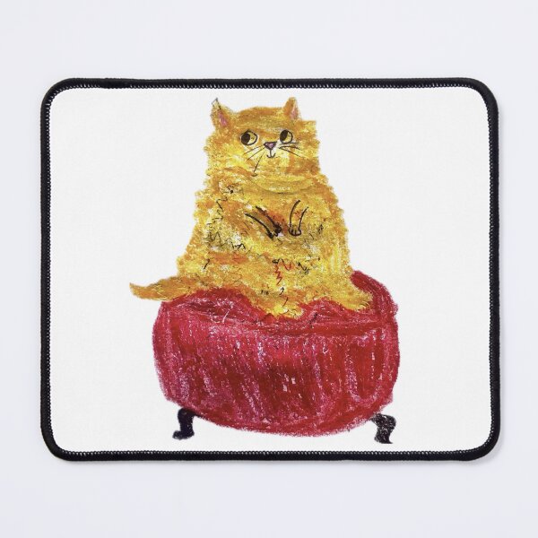 Item preview, Fluffy Ginger Cat Sitting on a Red Ottoman designed and sold by MagicYana.