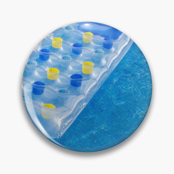 Item preview, Clear Inflatable Pool Float With Yellow And Blue Cup Holders Floating On Bright Blue Water designed and sold by Nmallia.
