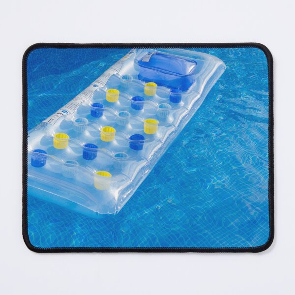 Item preview, Clear Inflatable Pool Float With Yellow And Blue Cup Holders Floating On Bright Blue Water designed and sold by Nmallia.