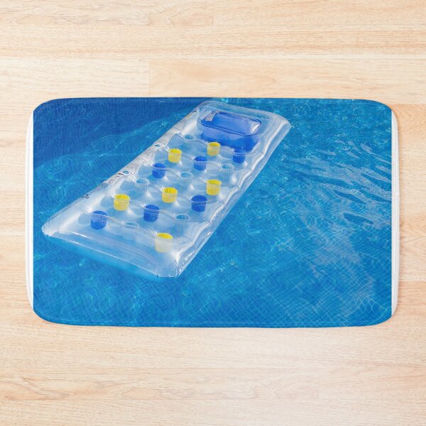 Item preview, Clear Inflatable Pool Float With Yellow And Blue Cup Holders Floating On Bright Blue Water designed and sold by Nmallia.