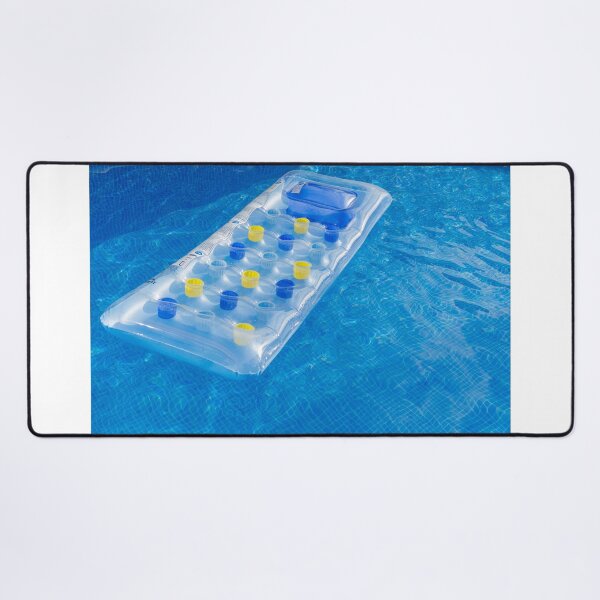 Item preview, Clear Inflatable Pool Float With Yellow And Blue Cup Holders Floating On Bright Blue Water designed and sold by Nmallia.