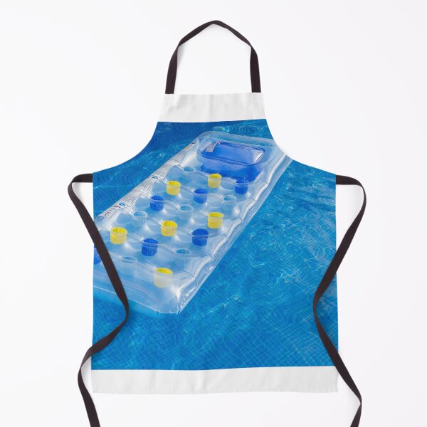 Item preview, Clear Inflatable Pool Float With Yellow And Blue Cup Holders Floating On Bright Blue Water designed and sold by Nmallia.
