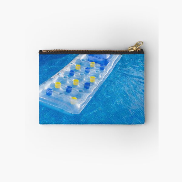 Item preview, Clear Inflatable Pool Float With Yellow And Blue Cup Holders Floating On Bright Blue Water designed and sold by Nmallia.