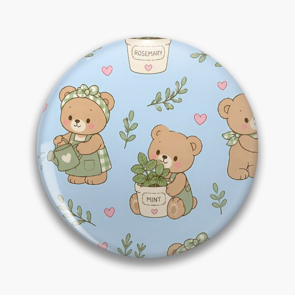 Item preview, Teddy Bear Herb Garden Kawaii Pattern designed and sold by Soft Berry Studio.