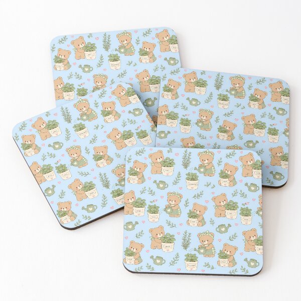 Item preview, Teddy Bear Herb Garden Kawaii Pattern designed and sold by Soft Berry Studio.