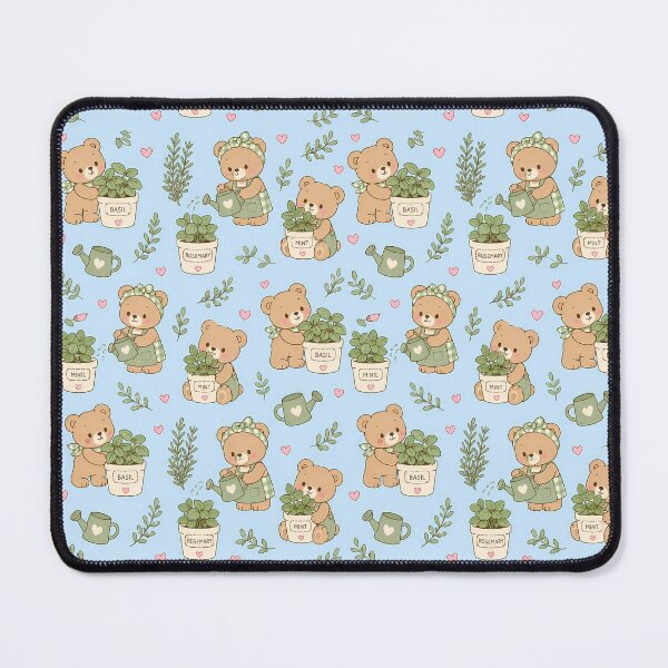 Item preview, Teddy Bear Herb Garden Kawaii Pattern designed and sold by Soft Berry Studio.
