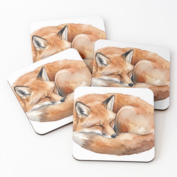 Item preview, Cozy Sleeping Autumn Red Fox Watercolor Illustration designed and sold by 0Zetgest.