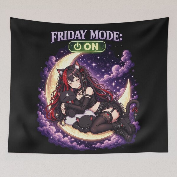 Item preview, Friday Mode On – Gothic Anime Cat Girl designed and sold by Revyra Design .