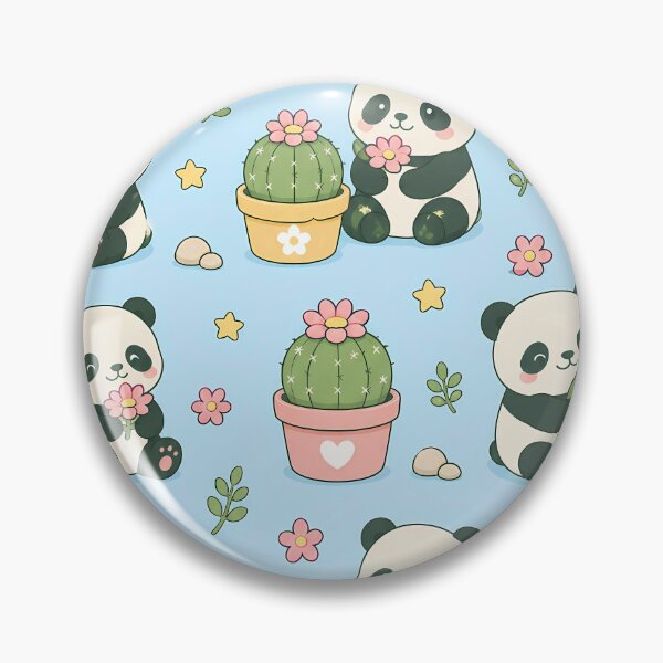 Item preview, Panda Cactus Bloom Kawaii Pattern designed and sold by Soft Berry Studio.